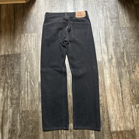 LEVI'S STRAUSS 501 Y2K VTG BLACK DENIM JEANS BUTTON FLY MENs SZ 33x32 - Picture 5 of 9